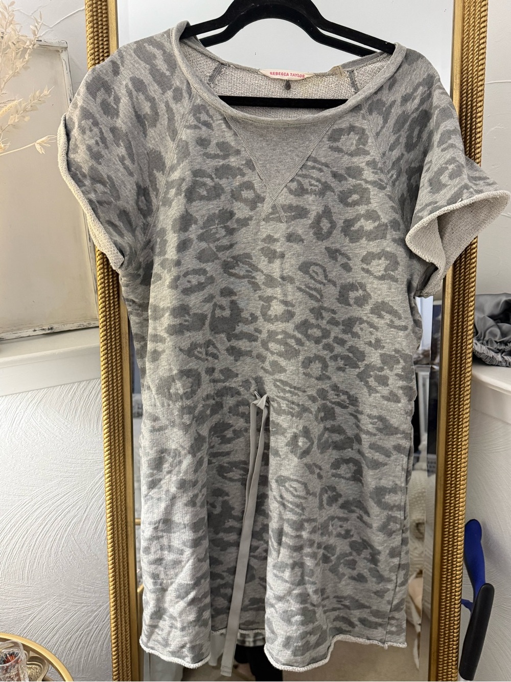 Rebecca Taylor Light Gray Textured Knit Tunic with Subtle Pattern
